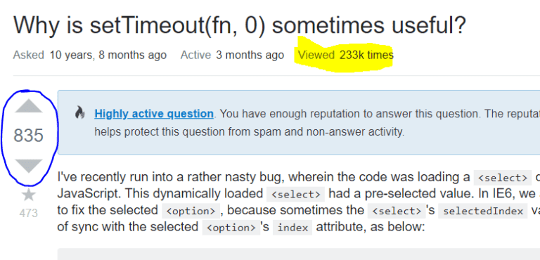 Why is setTimeout(fn, 0) sometimes useful?