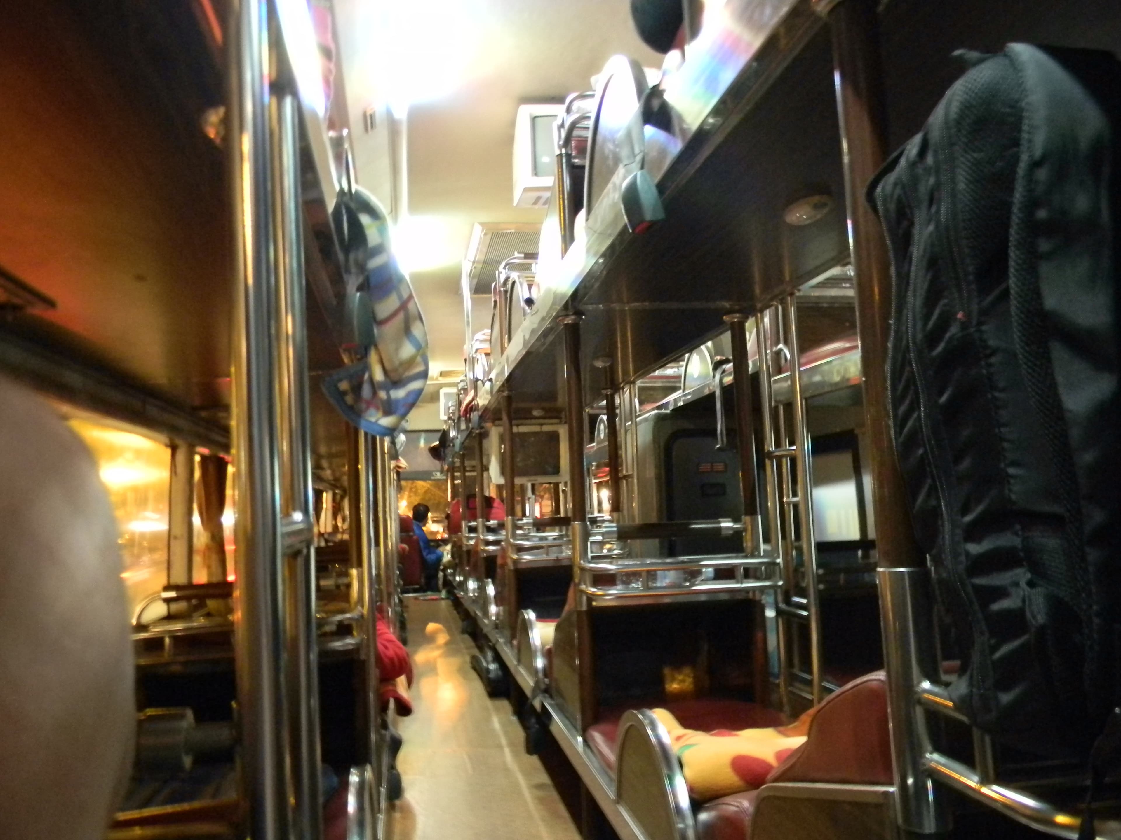 A sleeper bus from the inside